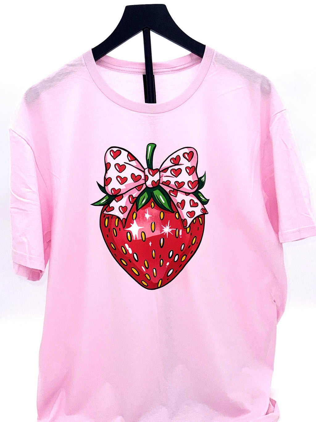Strawberry Heart Bow T-Shirt, Fruit Apparel