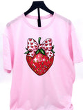 Strawberry Heart Bow T-Shirt, Fruit Apparel