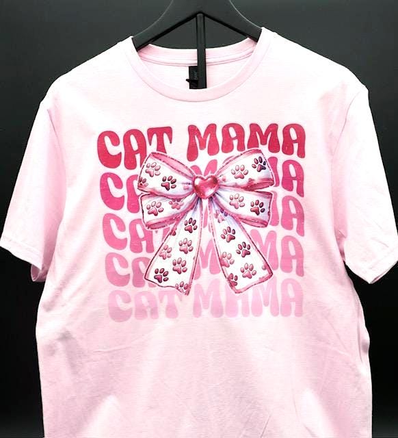 Pretty in Pink Cat Mama Bow Tee